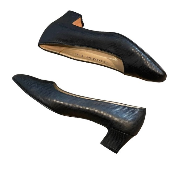 Ferragamo Slip On Square Toe Leather Pumps Black Women's Size 8 - Picture 3 of 11